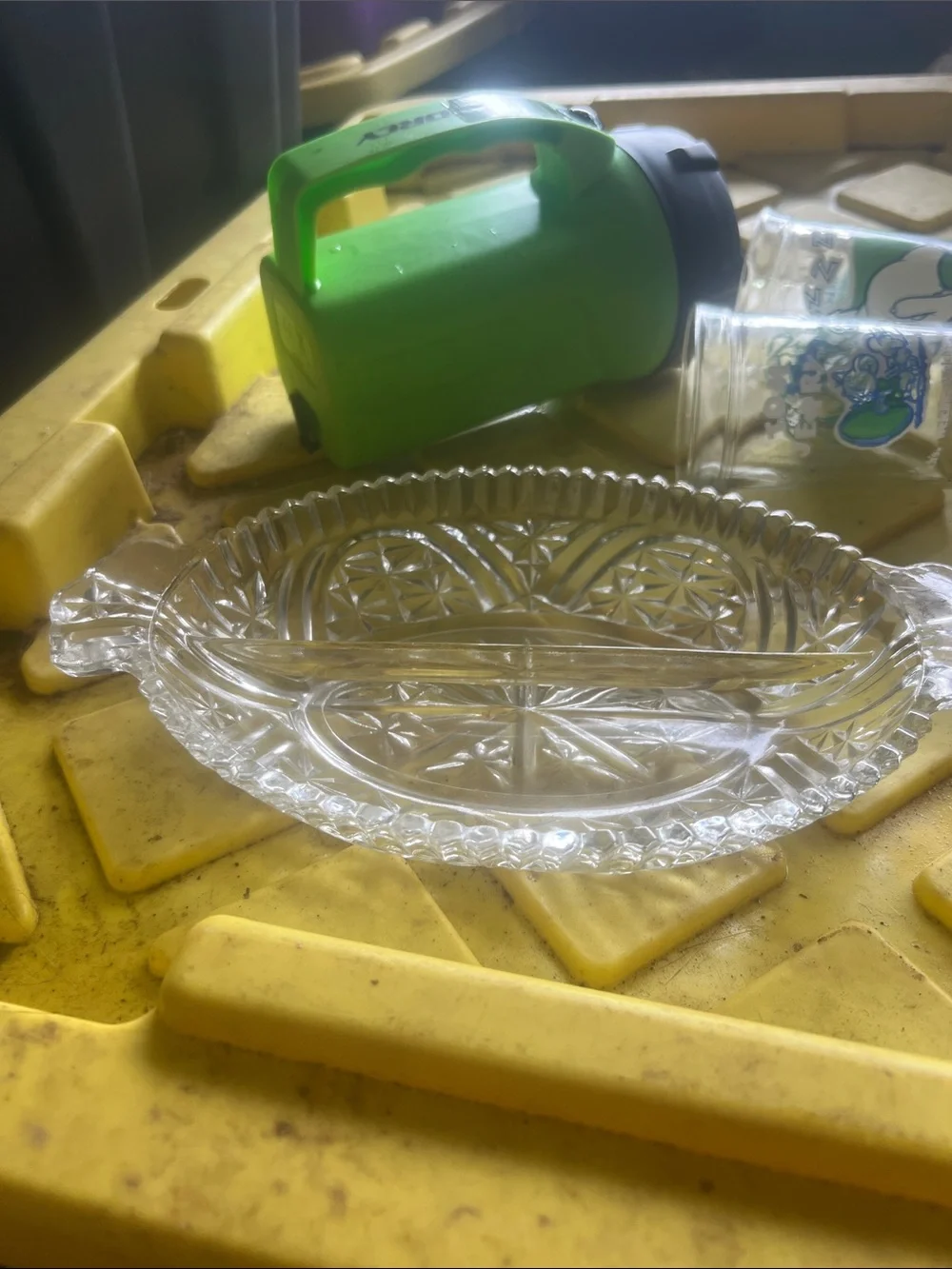 Vintage Pressed Glass Divided Relish Dish - Clear